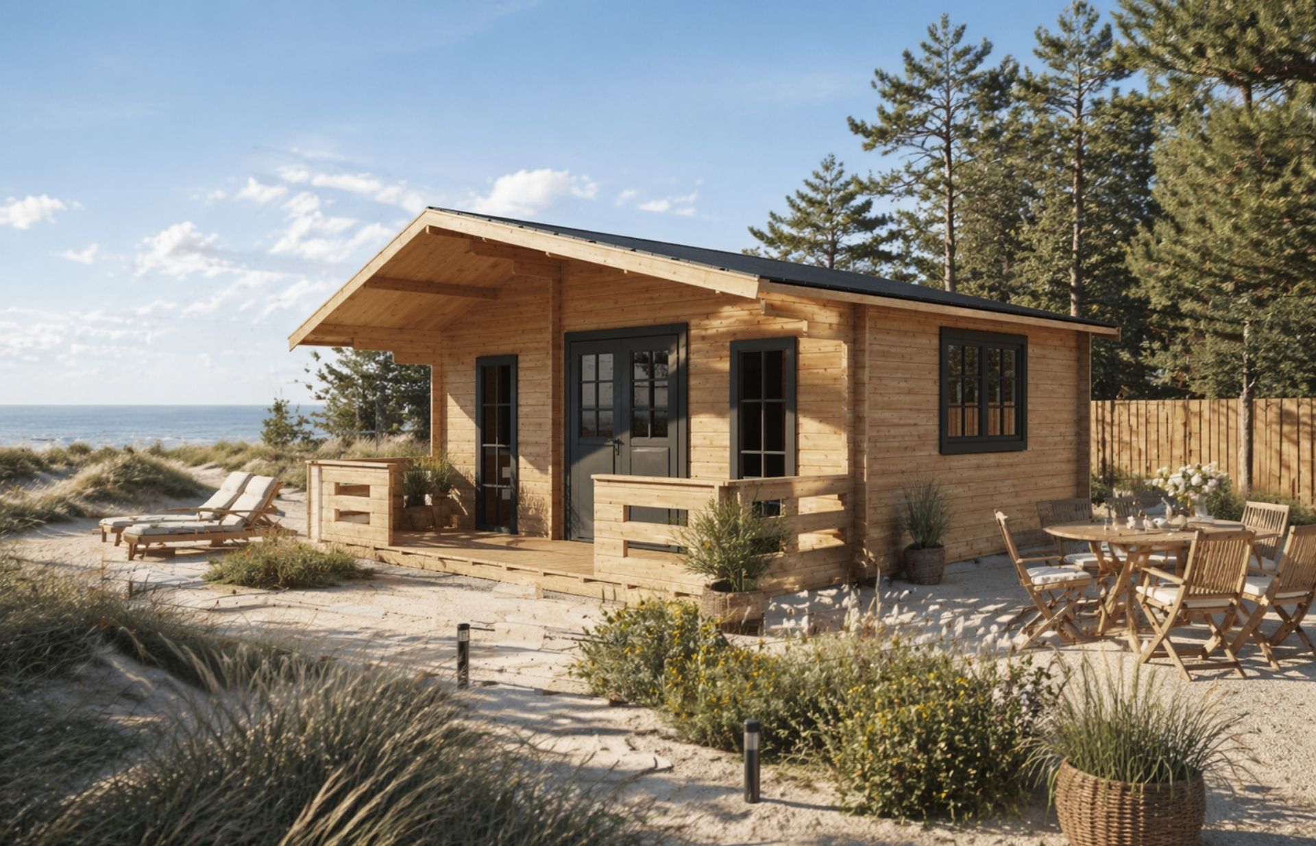 domek na działkę ROD drewniany CHABER 600x600 z tarasem